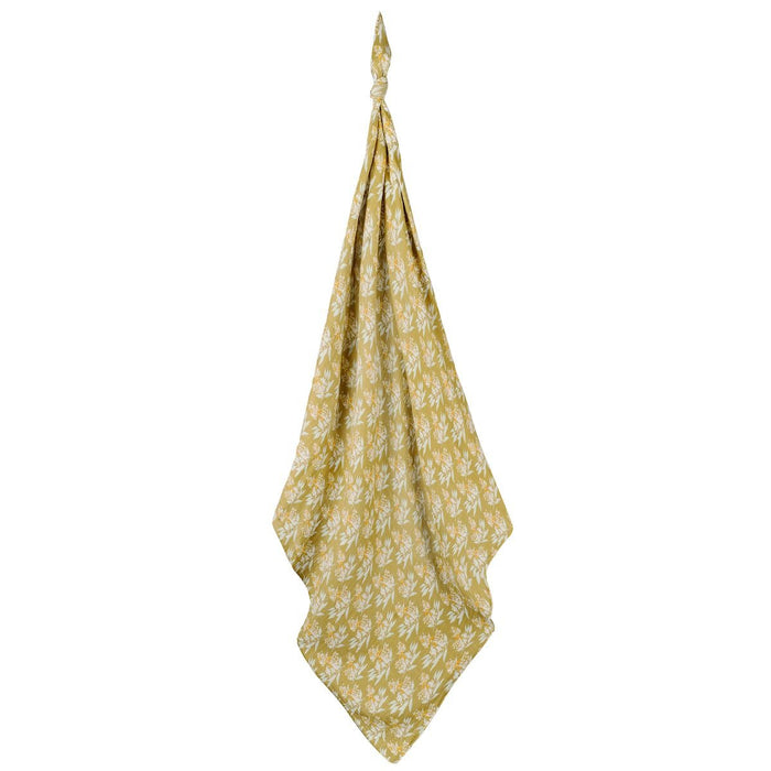 Gold Floral Organic Cotton Muslin Swaddle Blanket