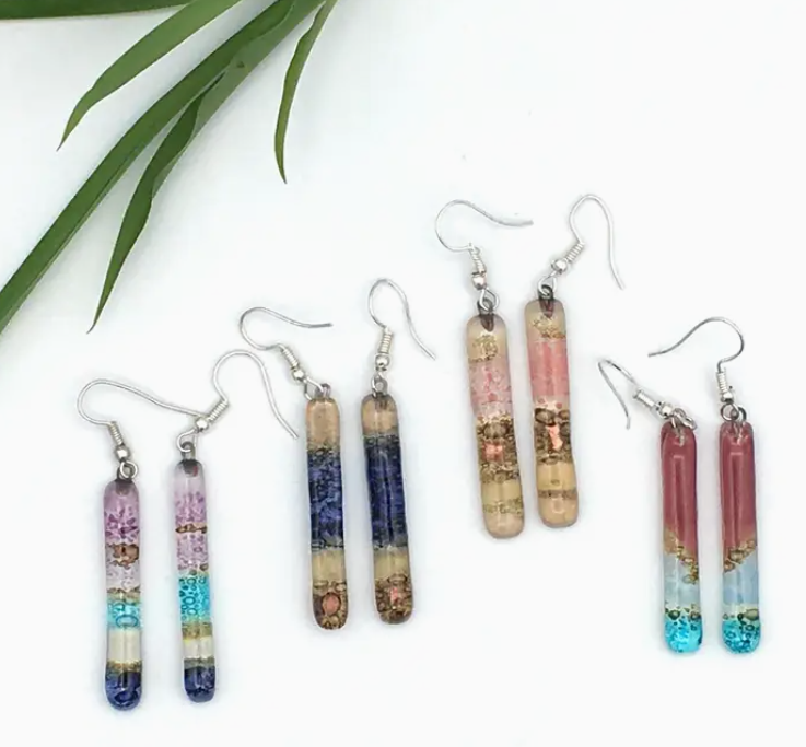 Long Stem Glass Earrings Assorted Colors