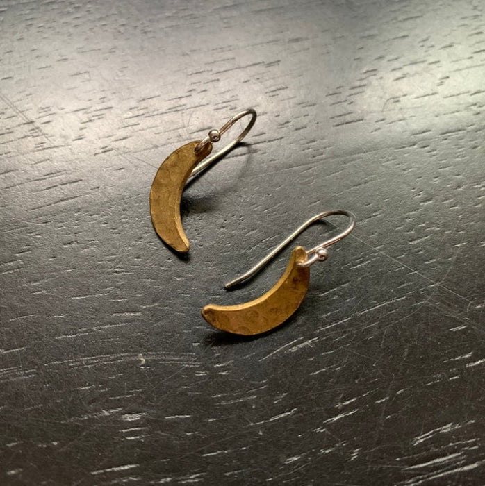 Tiny Brass Moon Earrings