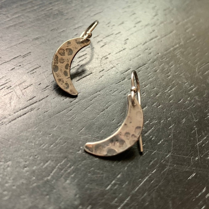 Tiny Silver Moon Earrings