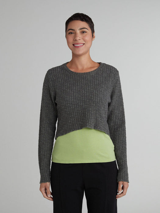 Textured Curved Crop Sweater