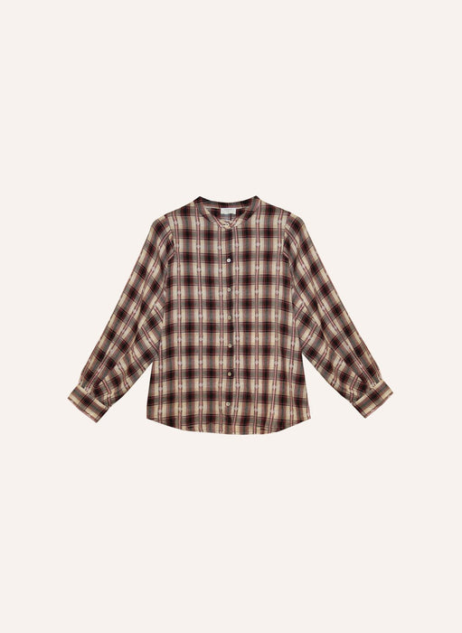 Gelina Bordeaux Plaid Blouse