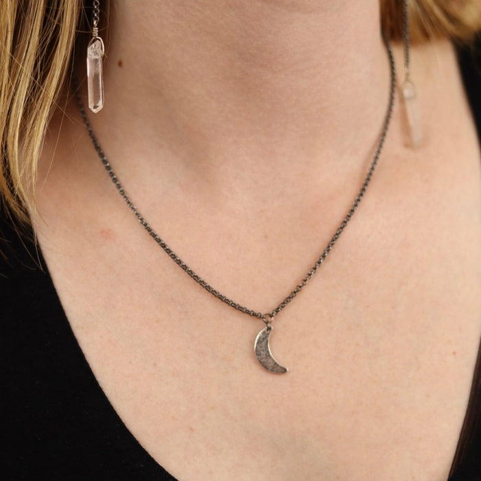 Tiny Moon Sterling Silver Necklace