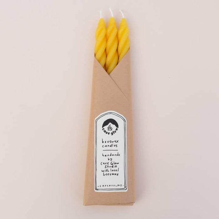 Pure Beeswax Spiral Tapers - Set of 3