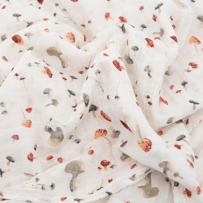 Mushrooms Cotton Muslin Swaddle Blanket