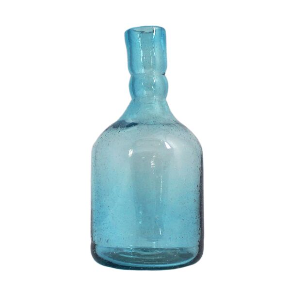 Aqua Hand Blown Glass Decanter with Topper