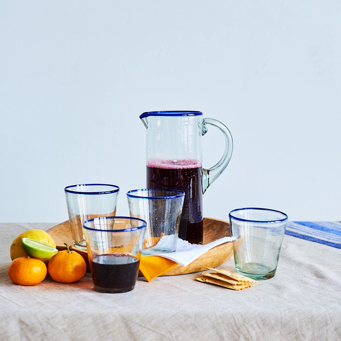 Handmade Blue Rim Water Glass