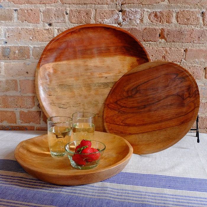 18" Ola Handmade Wood Platter Serving Tray