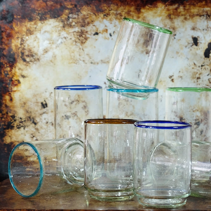 Large Colored Rim Stacking Glass