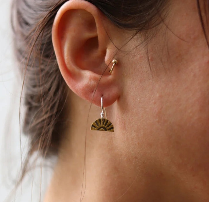 Tiny Brass Sunburst Earrings