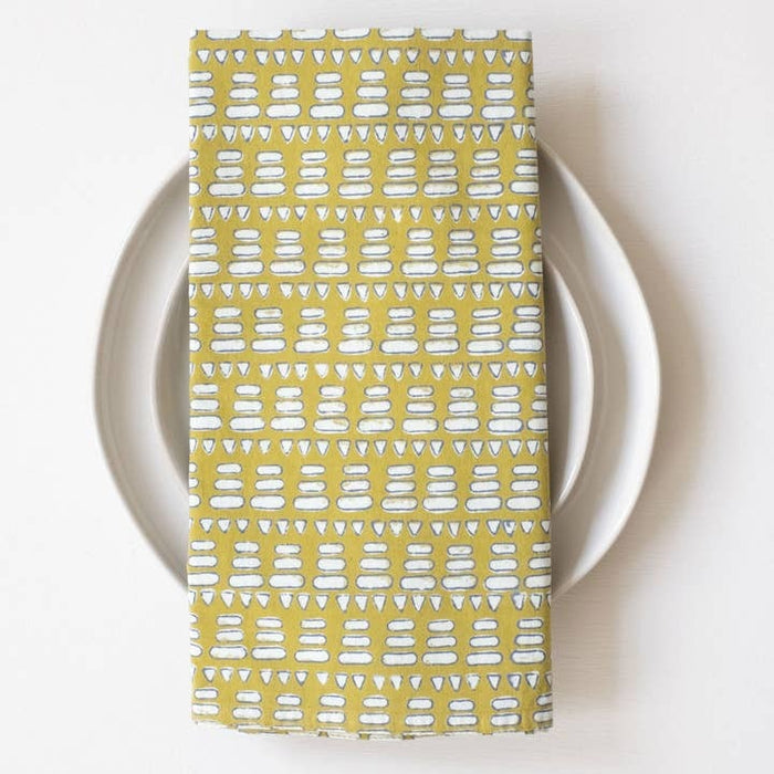 Matta Mustard Block Printed Napkins - Set of 4