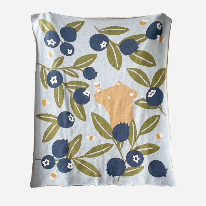 Blueberry Bear Beekeeper Organic Cotton Blanket