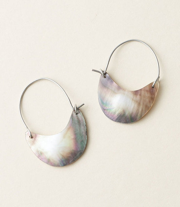 Chandra Mother of Pearl Rustic Hoop Earrings