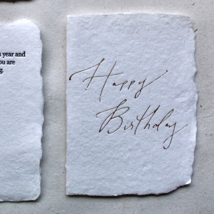 Happy Birthday in Gold Cursive Card