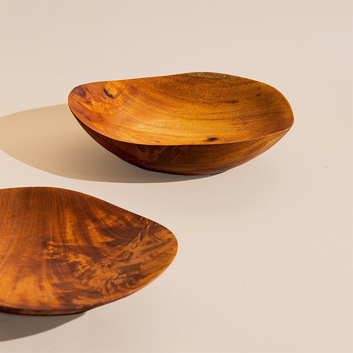 Shallow Mahogany Wave Bowl