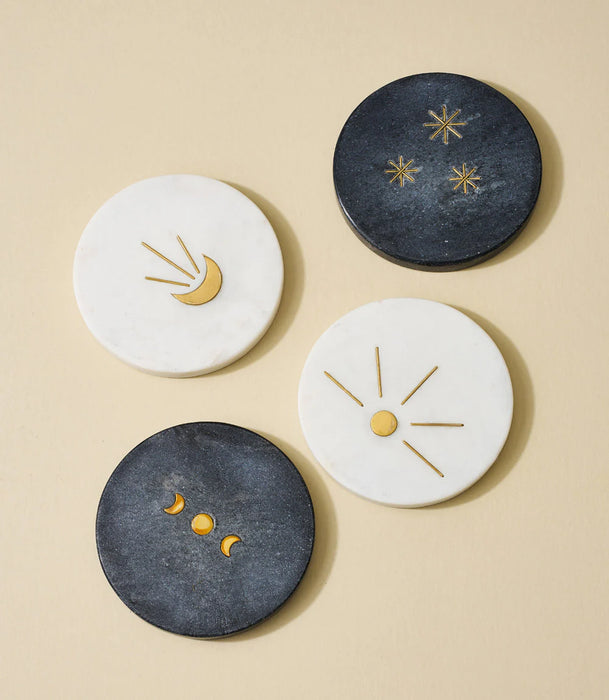 Indukala Moon Phase Marble Coasters - Set of 4