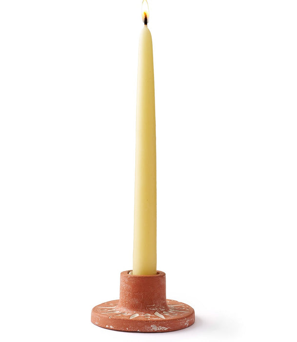 Daksha Terracotta Full Moon Taper Candle Holder