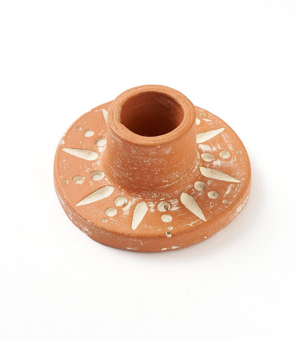 Daksha Terracotta Full Moon Taper Candle Holder