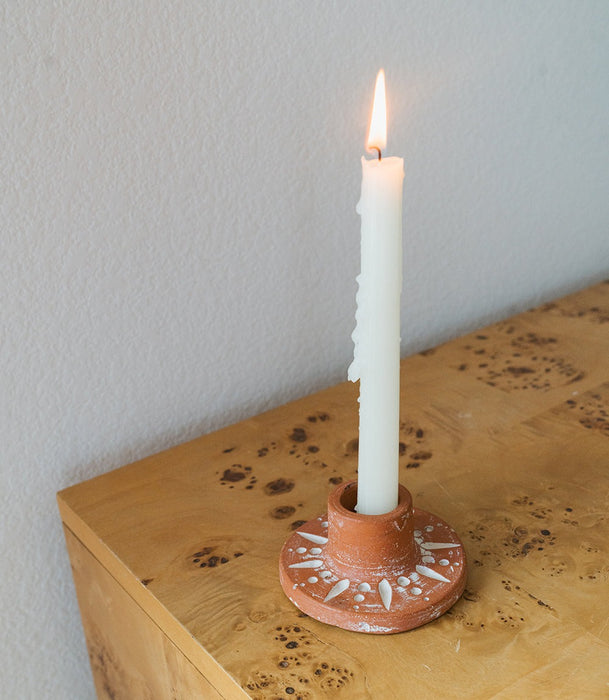 Daksha Terracotta Full Moon Taper Candle Holder