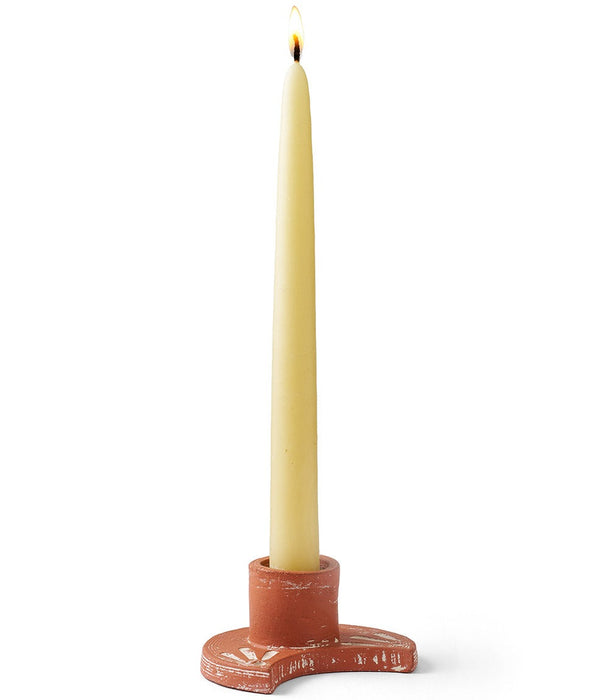 Daksha Terracotta Crescent Moon Taper Candle Holder