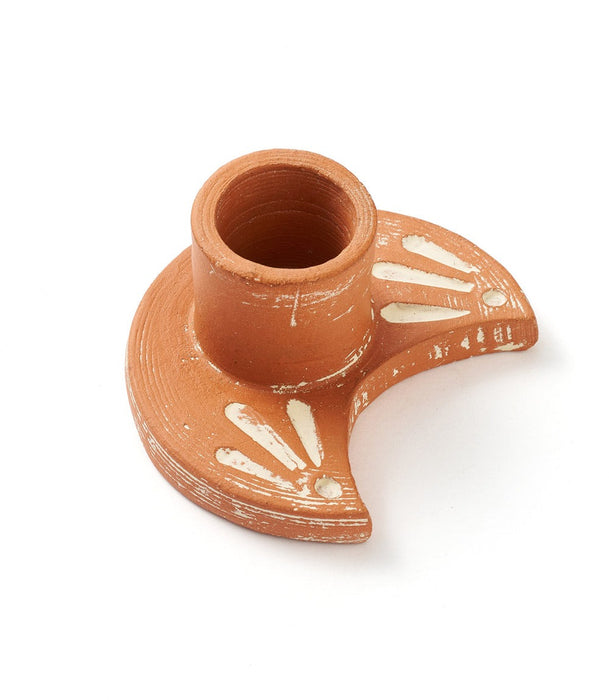 Daksha Terracotta Crescent Moon Taper Candle Holder