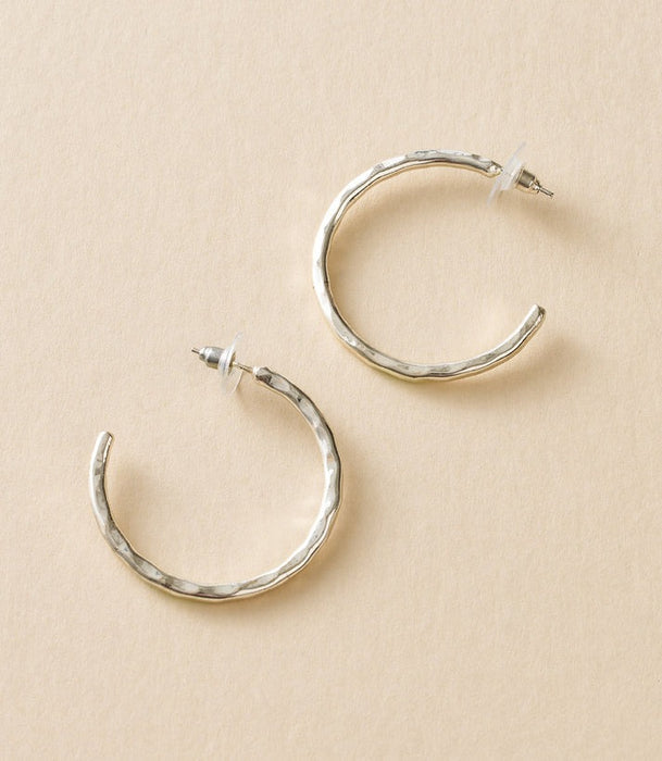 Bhavani Silver Hammered Hoop Earrings