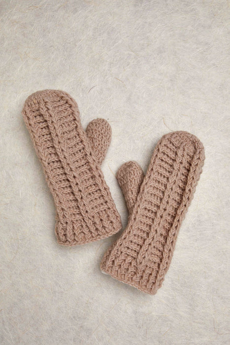 Brecken Tan Crochet Mittens