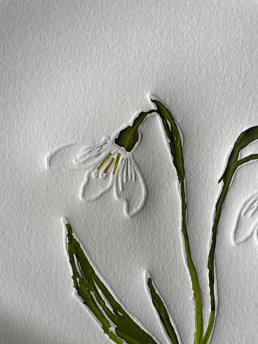 Limited Edition Snowdrop Embossing, Drawing & Collage Print