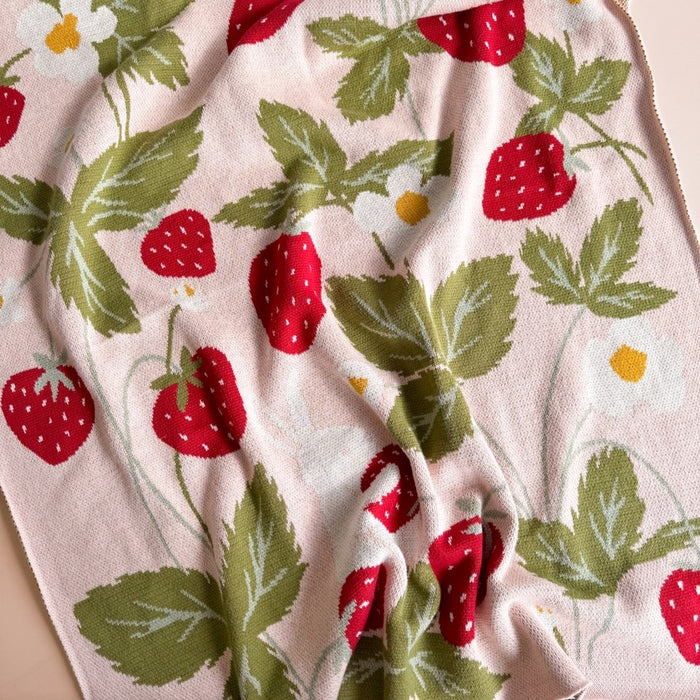 Strawberry Bunny Organic Cotton Blanket