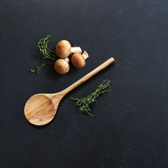 10" Shallow Olive Wood Serving Spoon