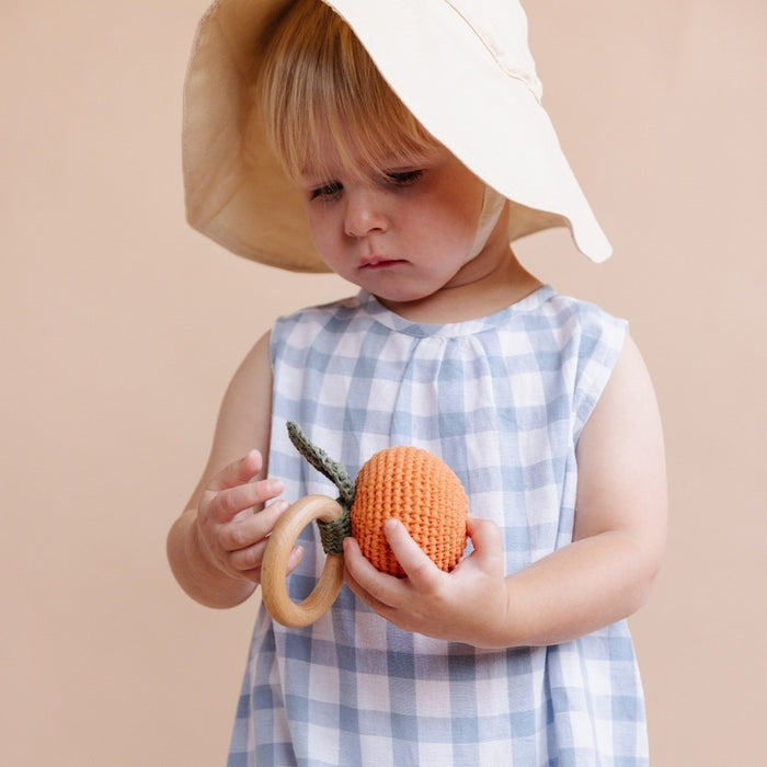 Orange Cotton Crochet Rattle Teether