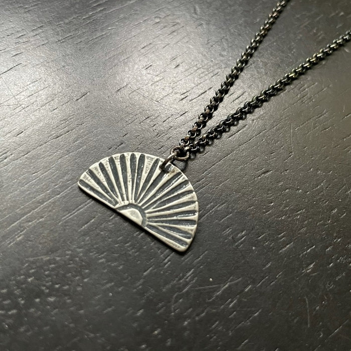 Small Silver Sunburst Necklace