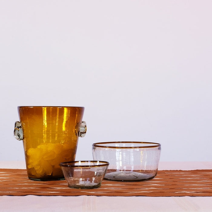 Amber Glass Ice Bucket