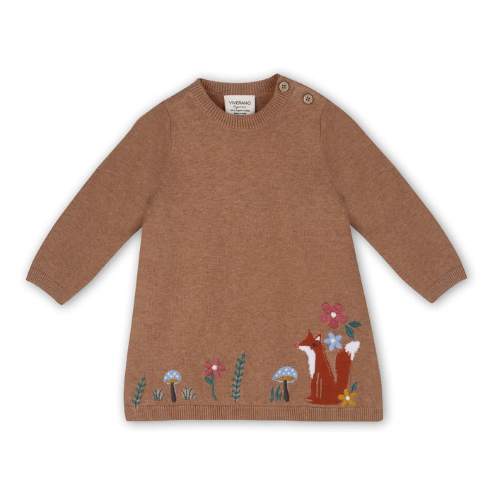 Woodland Squirrel Organic Cotton Baby Sweater Dress