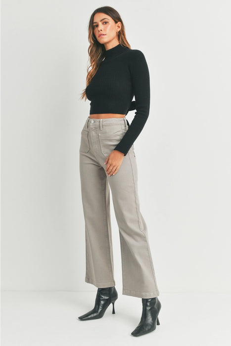 Patch Pocket Wide Leg Jean