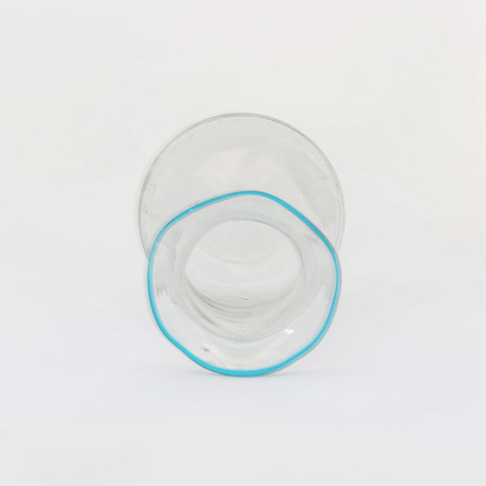 Ruffled Edge Aqua Rim Vase