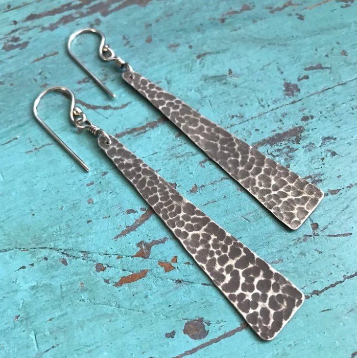 Medium Hammered Silver Taper Earrings