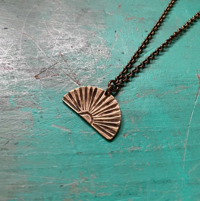 Small Brass Sunburst Necklace