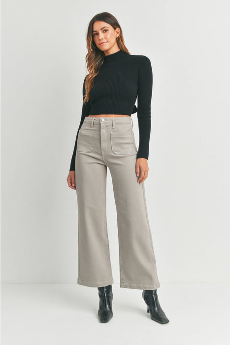 Patch Pocket Wide Leg Jean