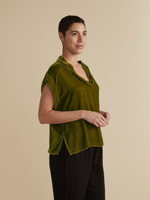 Velvet Cowl Neck Blouse