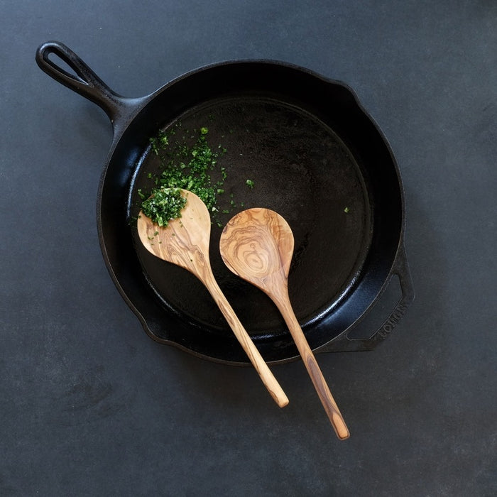 10" Shallow Olive Wood Serving Spoon