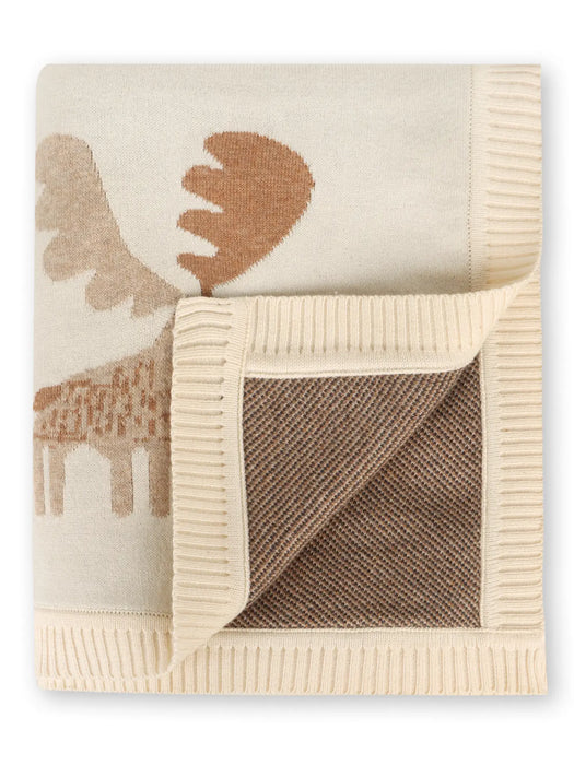 Organic Cotton Moose Jacquard Knit Baby Blanket