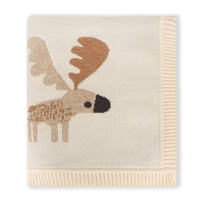 Organic Cotton Moose Jacquard Knit Baby Blanket