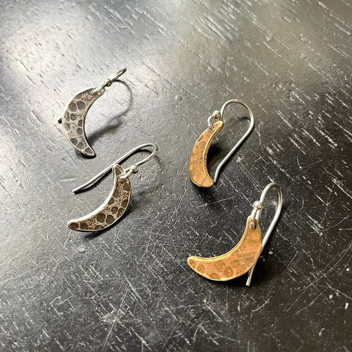 Tiny Silver Moon Earrings