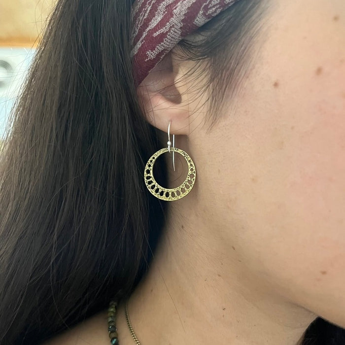 Tiny Sterling Silver Lotus Root Earrings