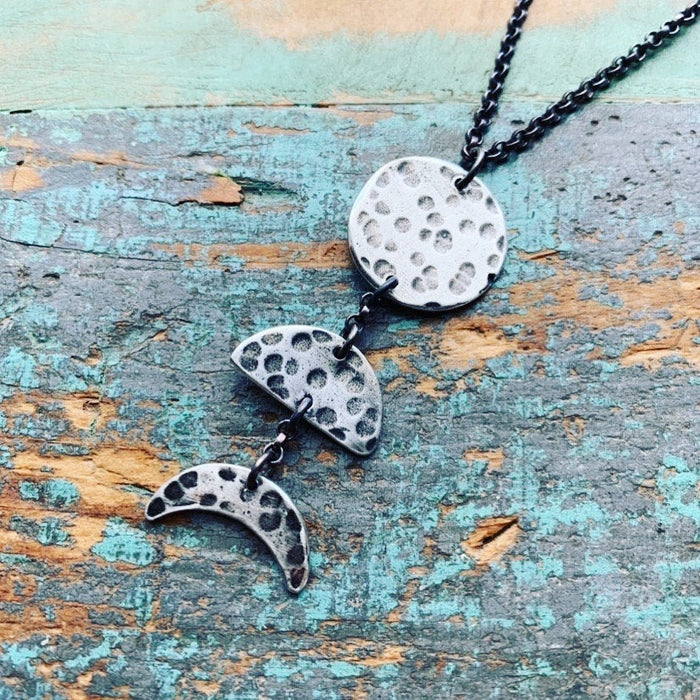 Silver 3-Phase Moon Necklace