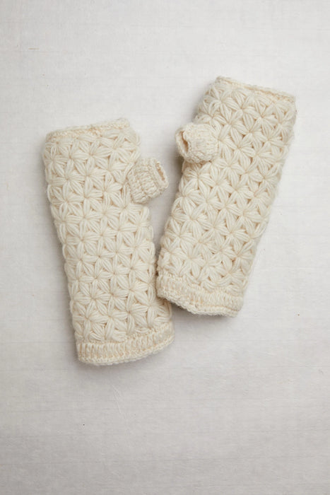 Addison Ecru Crochet Handwarmers