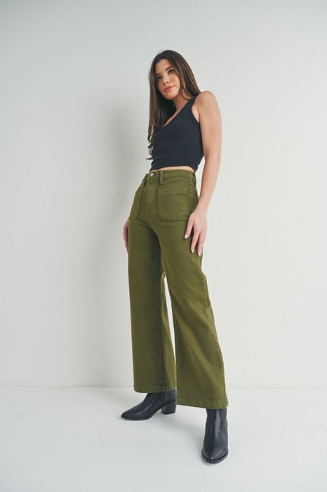 Patch Pocket Wide Leg Jean