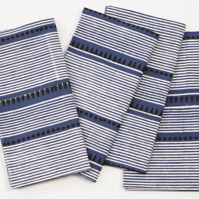 Laya Blue Block Printed Napkins - Set of 4