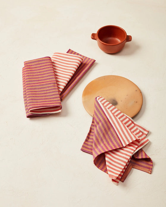 Hudson Stripe Napkin - Berry